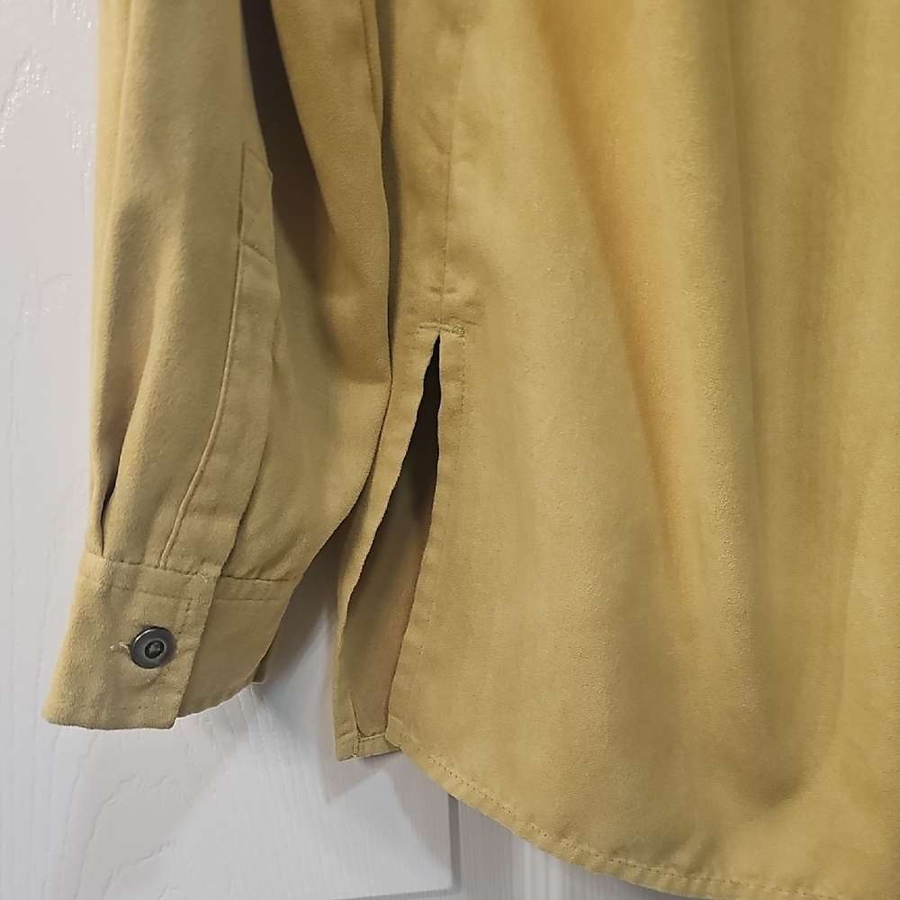 Vintage Chicos 2 Piece Suede Tank and Button-Up Blouse Size 2 Yellow - Picture 4 of 13